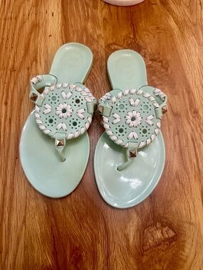 Jack Rogers Mint Green Jelly Sandal with White Braided Accents